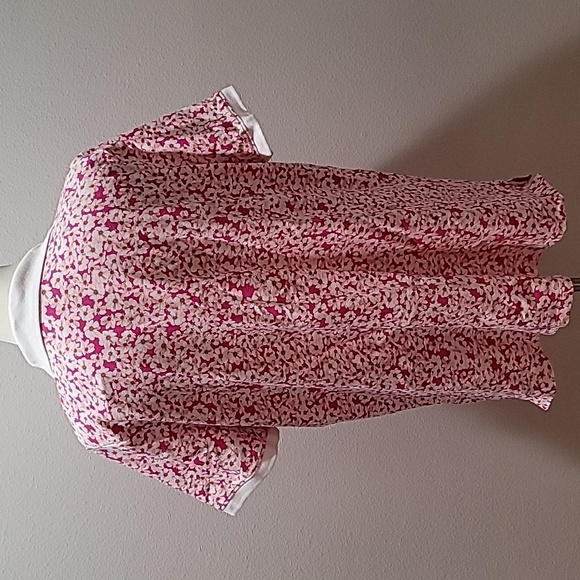 LAURA SCOTT 2X PINK BARBIECORE FLORAL TOP CASUAL SHORT SLEEVE PREPPY POLO SHIRT - Picture 2 of 14